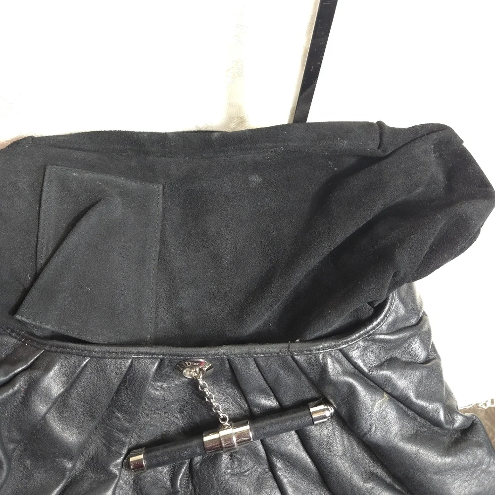 Christian Dior Vintage Black Leather Jazz Club Hobo Shoulder Bag